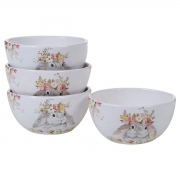 Набор пиал 15 см 4 предмета Милый кролик Certified International 23233-set белый