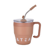 Термочашка з трубочкою та подвійним відкриванням 480 мл Coffee and Tea Yiwu HP-14-23BR коричневая