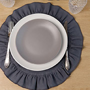 Серветка кругла Каберне графіт Прованс із рюшем