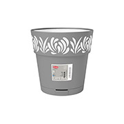 Горшок пластиковый круглый с автополивом Opera Gaia 25 см Stefanplast 88501 серый-белый