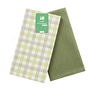 Набір кухонних вафельних рушників Клітинка Home Line зелений
