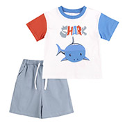 Костюм для хлопчика КС832 футболка і шорти Бембі супрем 140-біло-блакитний