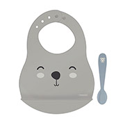 Набор детской посуды Tramontina Baby Le Petit 2 предмета Слюнявчик с ложкой gray 23797/604