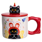 Чашка фарфорова 400 мл Kittens Birthday Yiwu FM-24D червона