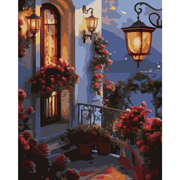 Картина за номерами 40х50 см. Квіти на балконі LED-підсвічування Santi 956656