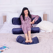 Подушка-валик 8130 Velvet Line 28-0006 Navy Blue EcoSilk велюр MirSon