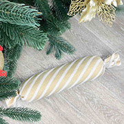 Декоративна новорічна подушка-цукерка Прованс золотиста