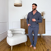 Чоловіча муслінова піжама M150 Estet сорочка та штани Cosy темно-сірий