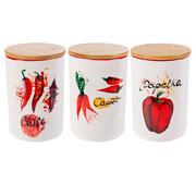 Набір банок для сипучих з бамбуковою кришкою 3 предмети 10х15 см 1000 мл Hot vegetables Lefard 940-290