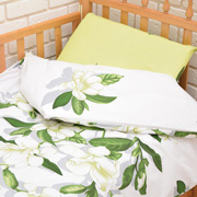 Комплект постільної білизни в ліжечко Біла Квітка на Зеленому бязь Gold Nostra