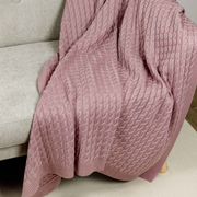 Плед в'язаний Коси Прованс рожевий