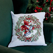 Декоративна гобеленова новорічна подушка Carousel Дзвіночки Прованс