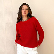 Джемпер в'язаний Cotton Art Knit морквяно-червоний