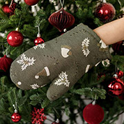 Новорічна рукавиця-прихватка Шапочки на зеленому Прованс