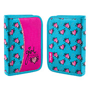 Пенал твердий одинарний без клапана HP-02 Heart бірюзовий 1 Вересня 532912