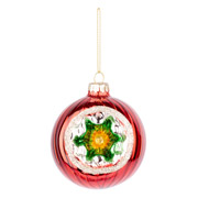 Куля новорічна 8 см Novogod'ko 973840 червона глянець орнамент