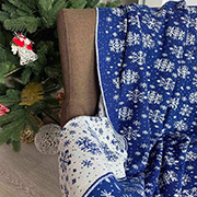 Плед акриловий з люрексом Сніжинка Прованс синій