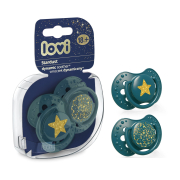 LOVI Пустышка силиконовая динамическая 18 м-цев 2 шт. Stardust - зеленая