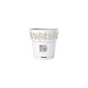 Горщик пластиковий круглий з автополивом Opera Gaia 15 см Stefanplast 88300 білий-травертин