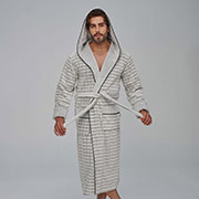 Чоловічий довгий халат із капюшоном Nusa NS-1505 gri-beyaz
