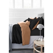 Комплект постільної білизни MirSon 0165 + 0055 Dark Coffee Світло бежевий і Коричневий