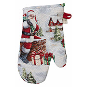 Гобеленовая новогодняя рукавица-прихватка Снежная зима Прованс