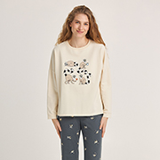 Піжама жіноча Easy Mood лонгслів і штани Ellen LPD 1880/04/02 кремовий