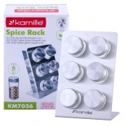 Набір ємностей для спецій на квадратній підставці для сервірування столу Kamille 7036