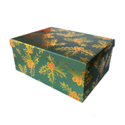 Коробка подарункова новорічна 375х285х160 мм Різдвяник золоте тиснення