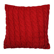 Подушка вязаная декоративная Косы Прованс красная