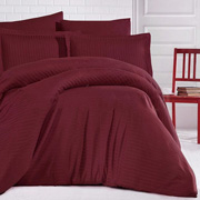 Комплект постільної білизни Selena Сатин Stripe бордо 310050