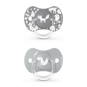 Набір пустушок силіконових фізіологічних 18+ місяців Fox Історії лисиці 2 шт сірий Suavinex 307345