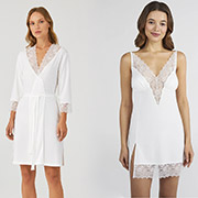Комплект жіночий Perfection халат і нічна сорочка Ellen LGM 200/27/03 LDM 115/13/03 молочний