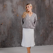 Спідниця-плісе в'язана міді Art Knit білий