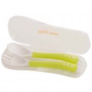 Набір для годування м'які вилочка і ложечка в футлярі Baby Team AKT-6105 зелений