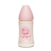 Пляшечка для годування анатомічна соска середній потік Історії малюків 270 мл Suavinex 304381 рожева