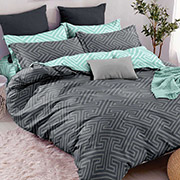 Постільна білизна Абстракція зигзаги комбі ментол 102146 бязь-люкс Selena