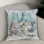 Декоративна гобеленова новорічна наволочка Шпаківня Казкові гноми-3 Прованс