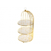 Блюдо 3-х ярусне 20х45 см Lefard 926-001 біло-золоте