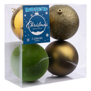 Набір ялинкових кульок 10 см 4 шт Novogod'ko 974425 оливкові