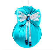 Елочный шар атласный с атласным бантом Бирюзовая подвеска 8см Lefard 085-166