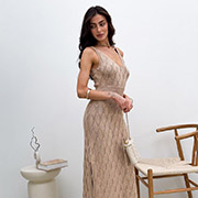 Сукня в'язана довга ажурна Art Knit бежева