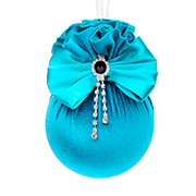 Елочный шар с атласным бантом и брошкой Бирюзовая подвеска 10см Lefard 085-167