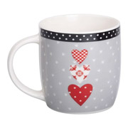 Чашка фарфорова 400 мл I Love You Liling Rongxiang Ceramic RX-N240147R сіра з червоним