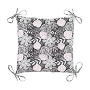 Подушка на стілець Квіти графіт-фрез Грета сіра Home Line із зав'язками