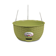 Вазон пластиковый круглый подвесной 5,9л Natural 30 см с автополивом Stefanplast 75516 фисташковый