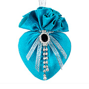 Елочный игрушка сердце с брошкой Бирюзовая подвеска Lefard 085-162