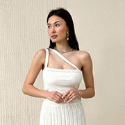 Топ в'язаний жіночий з косими лямками Joy Art Knit молочний