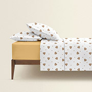 Постільна білизна Beige Hearts ранфорс Cosas простирадло на гумці