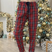 Штани піжамні жіночі Клітинка F20P фланель Cosy червоно-синій